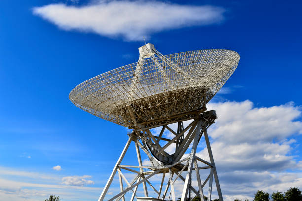 istock Array of satellite dishes or radio antennas against sky. Space o 1191318641
