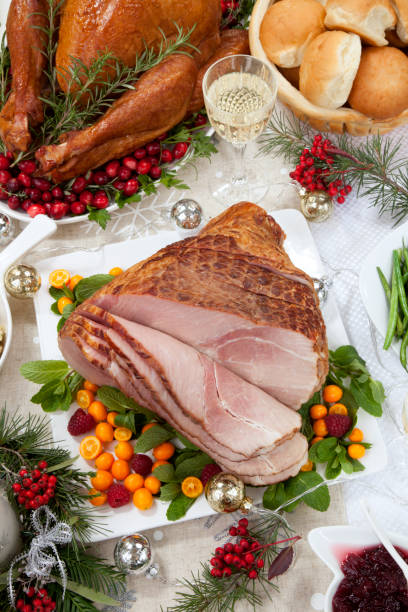 istock Christmas Roasted Ham and Smoked Turkey 1191319519