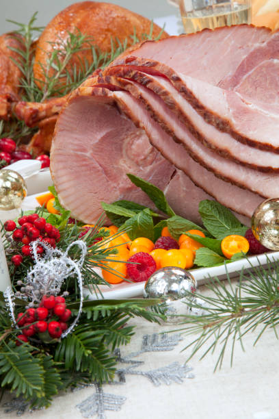 istock Christmas Roasted Ham and Smoked Turkey 1191319539