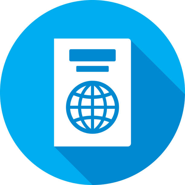Passport Icon Silhouette Vector illustration of a blue passport icon in flat style. blue us passport cover stock illustrations