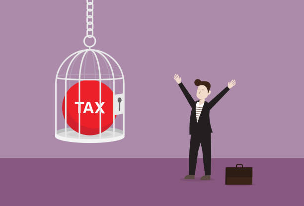 istock Businessman with a red tax ball in the cage 1191329137
