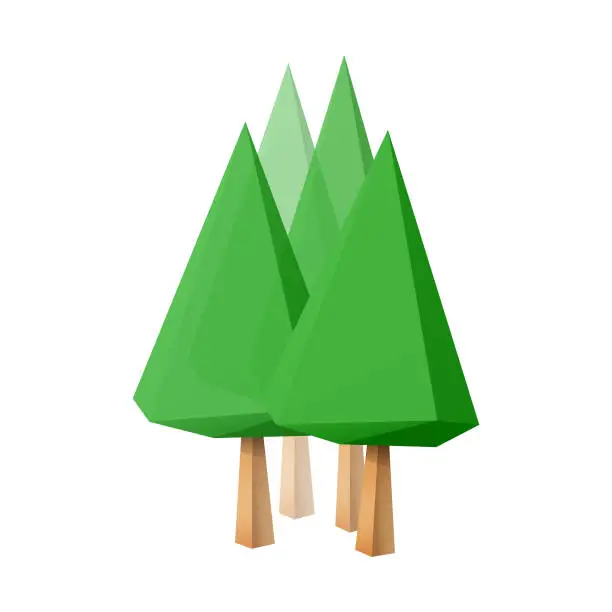 Vector illustration of Low poly tree design