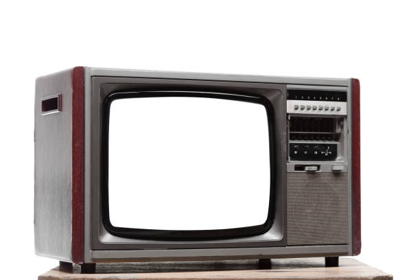istock Vintage television with cut out screen on Isolated background 1191334854