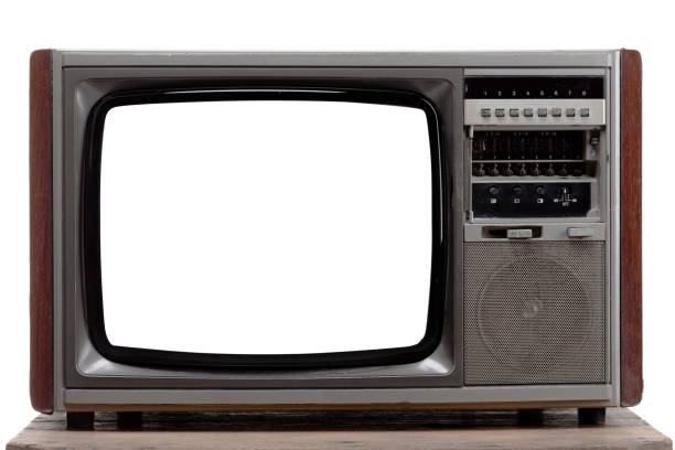 istock Vintage television with cut out screen on Isolated background 1191334855