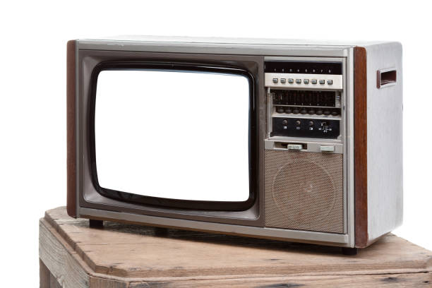 istock Vintage television with cut out screen on Isolated background 1191334862