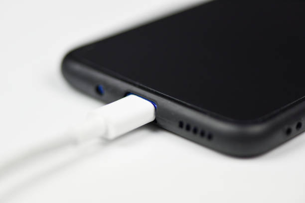 istock Smartphone new fast USB Type-C port on mobile phone and cable usb type c charge phone technology fast charge 1191343560
