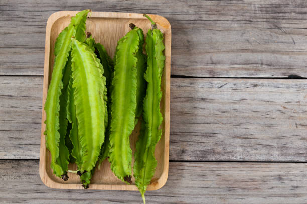 istock Psophocarpus tetragonolobus, Winged Bean on wood table 1191344581