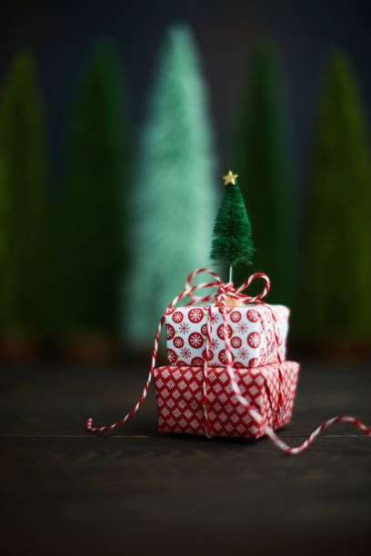 istock Christmas background with trees and gifts 1191348997
