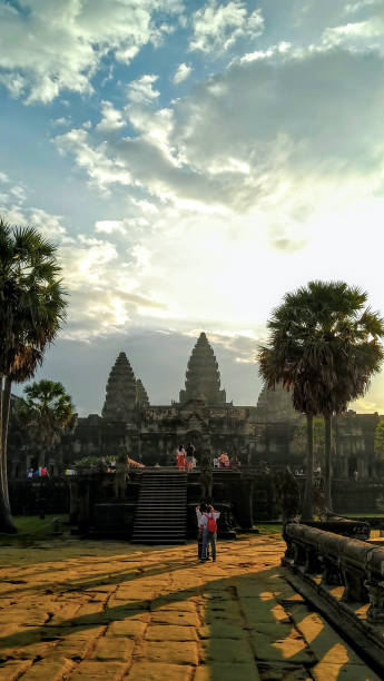 Sunrise at Angkor Wat, Siem Reap, Cambodia stock photo