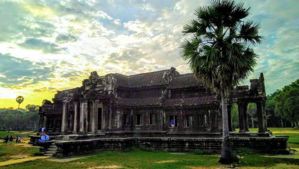 Sunrise at Angkor Wat, Siem Reap, Cambodia stock photo