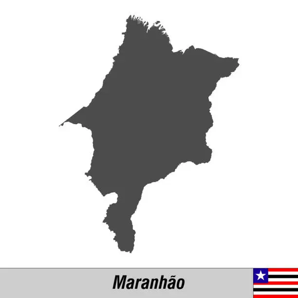 Vector illustration of High quality map with flag state of Brazil