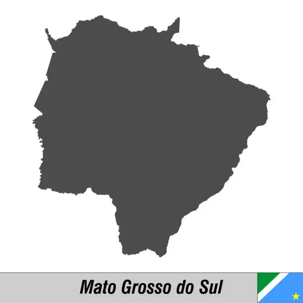 Vector illustration of High quality map with flag state of Brazil