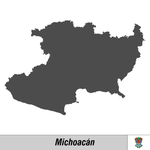 wysokiej jakości mapa z flagą meksyku - michoacan state stock illustrations