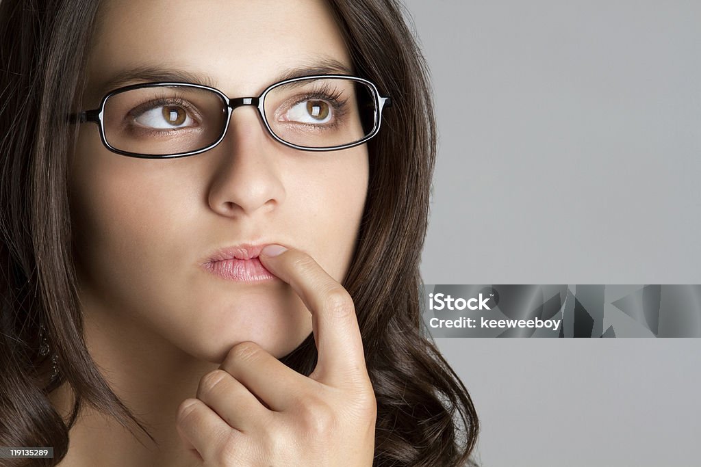 Eyeglasses Woman Thinking  Adolescence Stock Photo