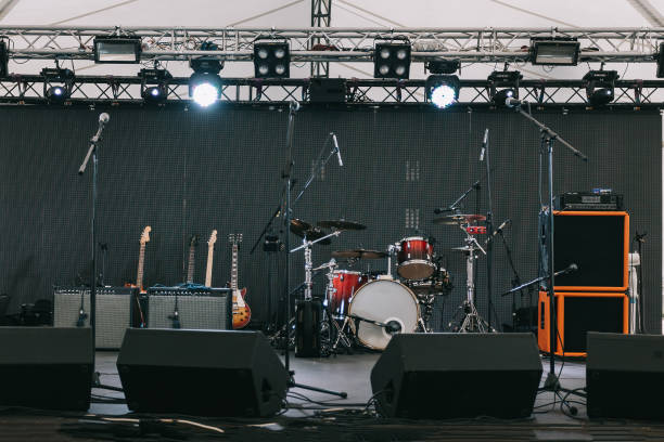 istock musical instruments on stage, before the open concert 1191356276