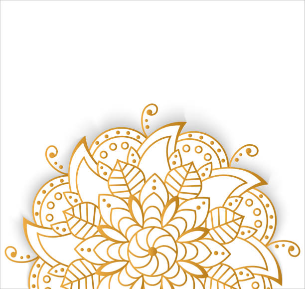 ilustrações de stock, clip art, desenhos animados e ícones de round gold mandala on white isolated background. vector boho mandala with floral patterns. - balance health well being background white