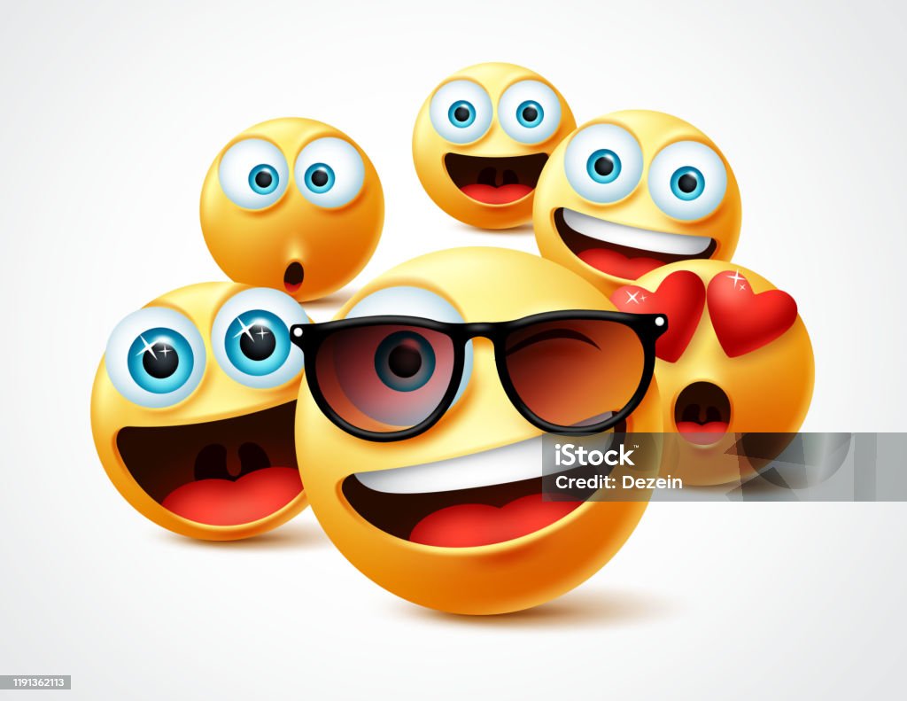 Smileys Emojis Famous Celebrity Vector Concept Famous Smiley Emoticon  Yellow Faces Group In 3d Realistic Avatar Stock Illustration - Download  Image Now - iStock