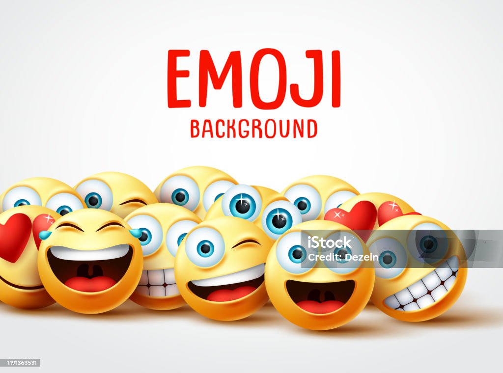 Emojis Vector Background Funny Concept Emoji Background Text With Group Of  Funny And Happy Emoticon With Facial Expression Stock Illustration -  Download Image Now - iStock