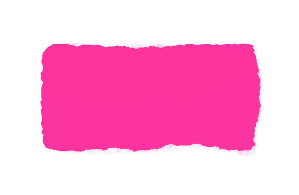 um furo no papel branco com as bordas rasgadas isoladas em um fundo branco com um fundo cor cor brilhante do papel da cor para dentro. - note rose image saturated color - fotografias e filmes do acervo