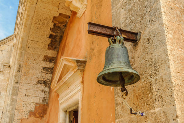 The bell of the monastery hangs on the wall