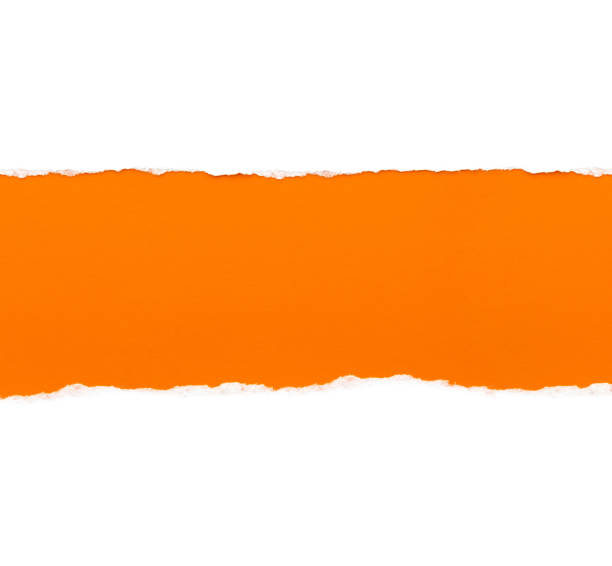istock White paper with torn edges isolated with a bright orange color paper background inside. Good paper texture 1191365993