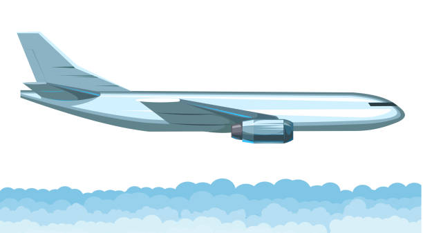 ilustrações, clipart, desenhos animados e ícones de avião de carga. vetor. avião para o transporte de mercadorias. avião. serviços logísticos. isolado. aeronave. indústria da aviação. jet. companhia aérea logística. entrega de mercadorias por via aérea. vôo. - flying jet fighter plane air vehicle