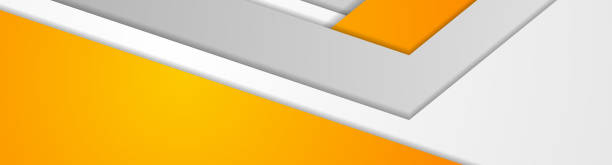 istock Orange and grey minimal geometric paper stripes abstract banner 1191368882