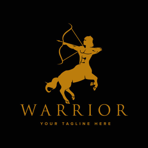 Centaur warrior with bow and arrow vector design template Centaur warrior with bow and arrow vector design template roman army stock illustrations