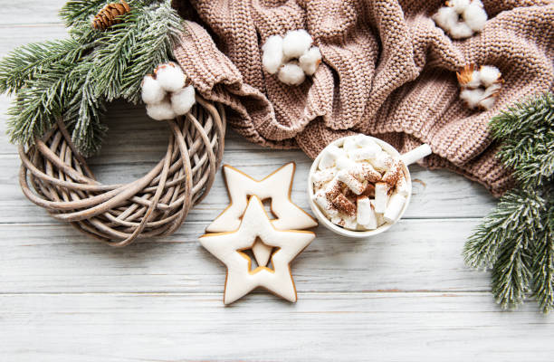 istock Christmas composition with cookies and hot chocolate 1191372048