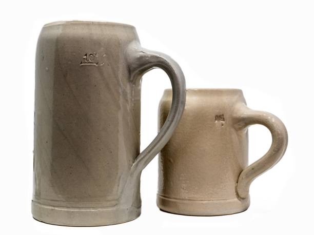 istock Two Bavarian Beer Mug made of stoneware with handle isolated 1191373003