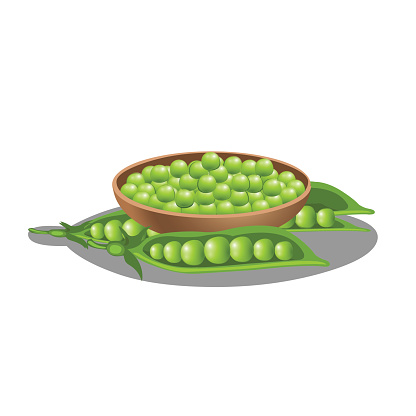 Peas In Bowl And Pods Stock Illustration - Download Image Now -  Agriculture, Art, Cartoon - iStock