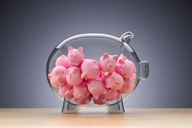 Big Savings Piggy Bank, Oversized, Unity, Coin Bank, Investment piggy bank finance currency savings stock pictures, royalty-free photos & images