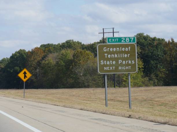 istock Roadside directional sign to Greenleaf Tenkiller State Parks in Oklahoma. 1191380699