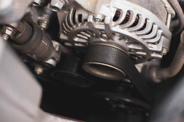 istock Timing belt of old alternator in engine system. 1191381697