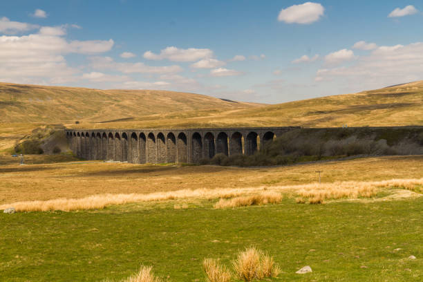 istock Railway viaduct on sunny day, rolling green hills behind. 1191386937