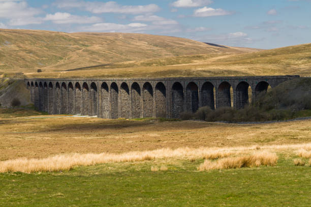 istock Railway viaduct on sunny day, rolling green hills behind. 1191386954