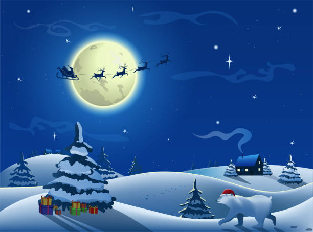 istock Christmas greeting card. Peaceful landscape in winter. 1191388179