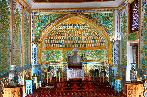 Khan Palace Tash-Khauli or stone palce, a harem for wives and concubines in Khiva, Uzbekistan.