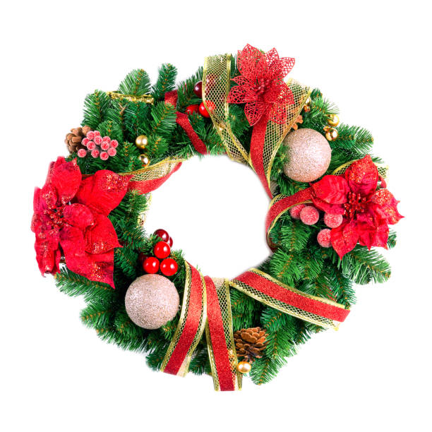 istock Christmas wreath with decorations isolated on white background. 1191389713