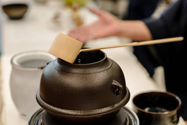 istock Japanese men preparing green tea during a demonstration.  Japanese tea ceremony. 1191390889
