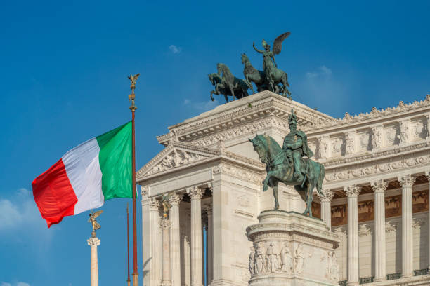 Detail of the Vittorio Emanuele II monument also called Altare della Patria built in honor of the first king of a unified Italy
