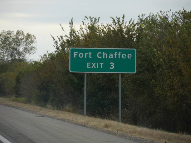istock Roadside sign with directions to Fort Chaffee exit in Arkansas, USA. 1191393660
