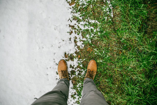 man stand in place where winter meet spring