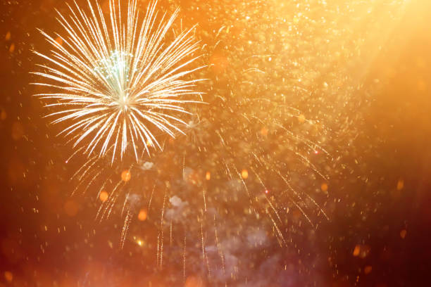 istock Fireworks at New Year. Abstract holiday background. 1191395290