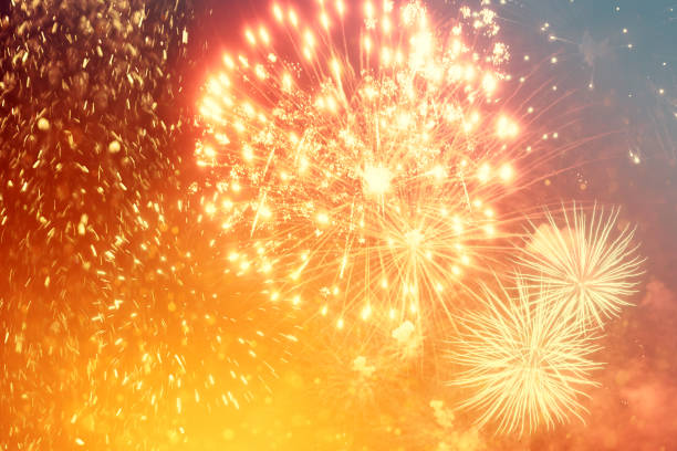istock Fireworks at New Year. Abstract holiday background. 1191395293
