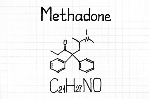 Handwriting Chemical formula of Methadone. Handwriting Chemical formula of Methadone. Close-up. methadone stock illustrations