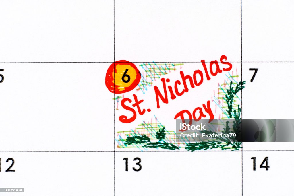 06 December Reminder St Nicholas Day In Calendar December 06 Stock Illustration ...