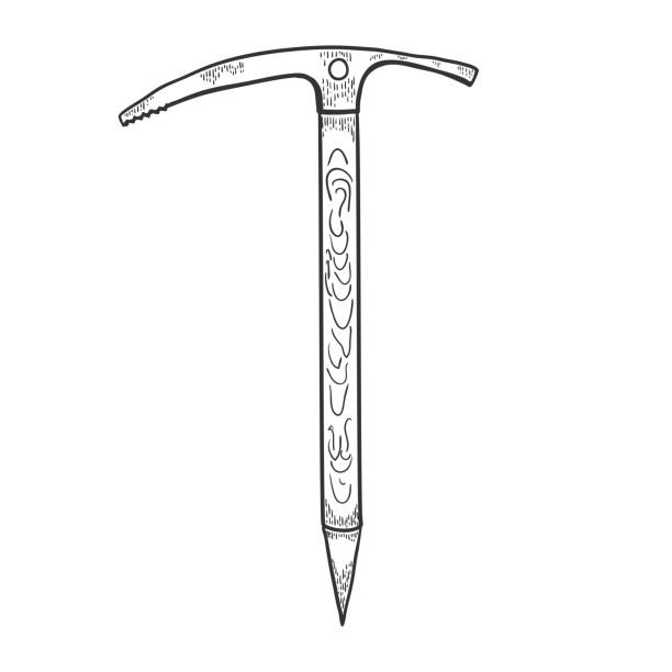 Hand Drawn Ice Axe Mountaineering Tool Vector Stock Illustration - Download  Image Now - Ice Axe, Drawing - Art Product, Rope - iStock