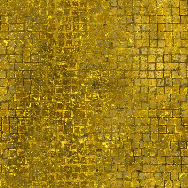 istock Golden seamless texture with a square pattern on grunge background, 3d illustration 1191398228