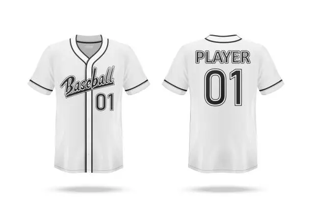 Vector illustration of Specification Baseball T Shirt Mockup  isolated on white background , Blank space on the shirt for the design and placing elements or text on the shirt , blank for printing , vector illustration